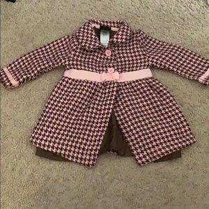 Pink and Brown Peacoat Jacket